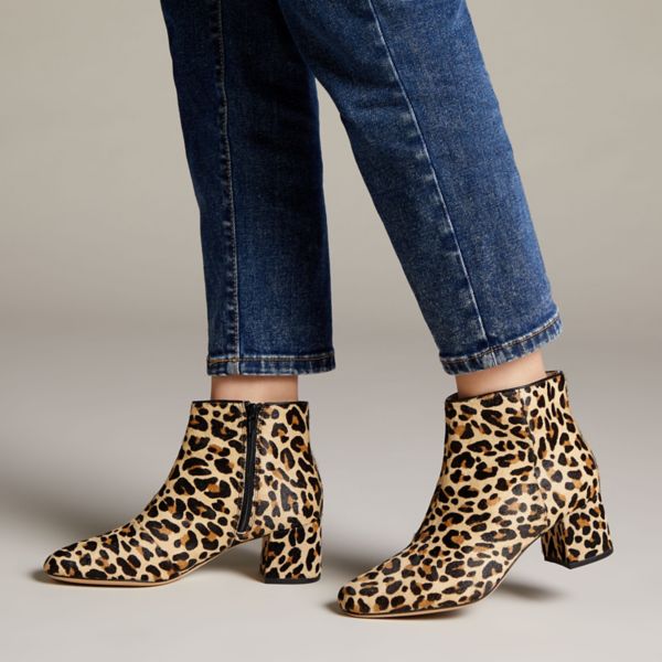 Clarks Womens Sheer Flora Ankle Boots Leopard | UK-3745962